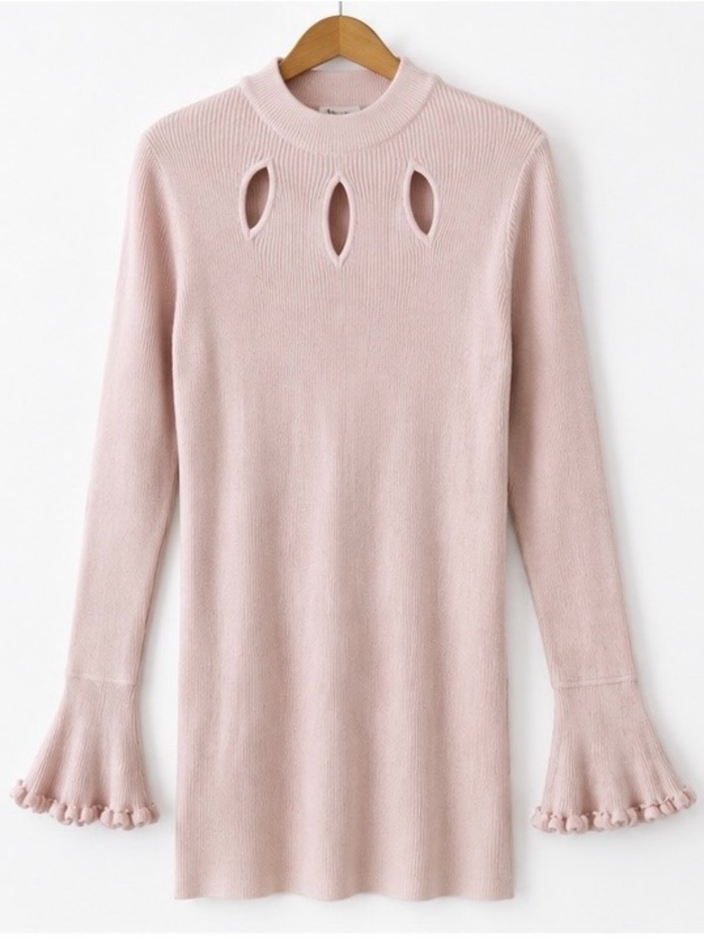 NWT Candie’s Pink Cutout Bell Sleeve Sweater XL